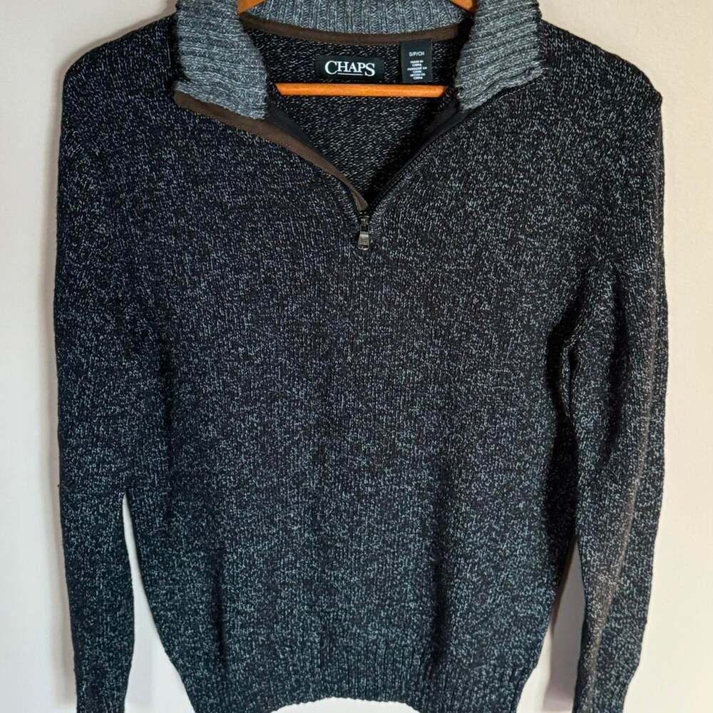 Chaps Black 1/4 zip Fleece Sweater Small